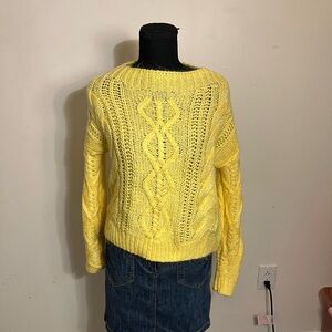 SO Yellow Cable Knit Women's Sweater